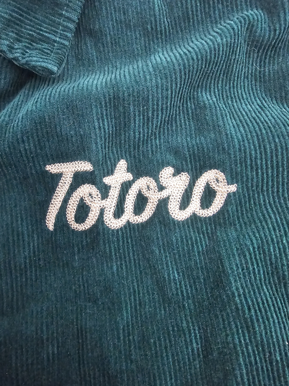 Studio Ghibli My Neighbor Totoro Corduroy Varsity Jacket Unisex XL Forest Green - Picture 5 of 9